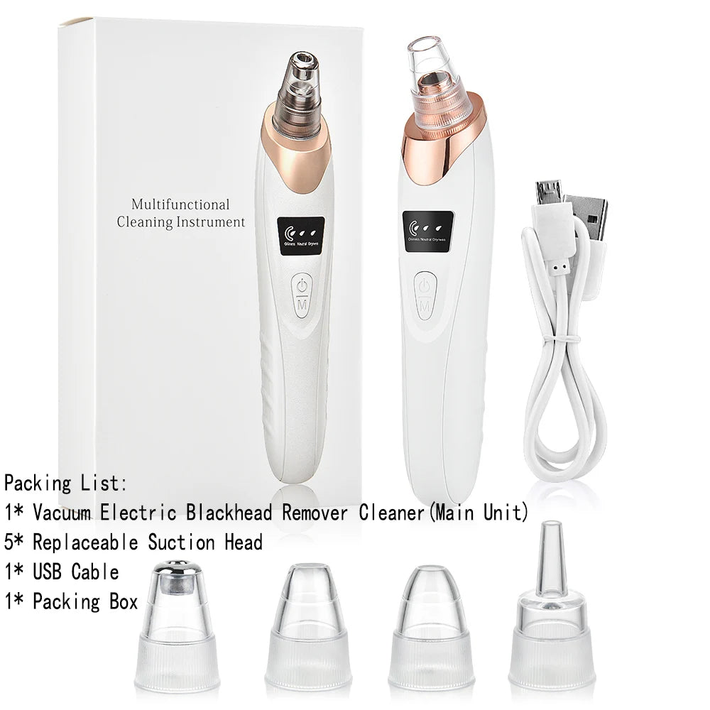 Electric Vacuum Suction Blackhead Remover Facial Pore Cleaner Comedone Spot Acne Pimple Blackhead Extractor USB Rechargeable