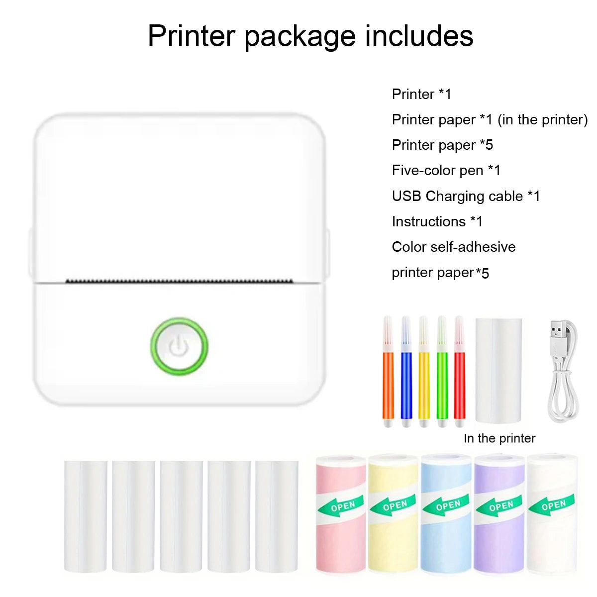 Mini Printer, Inkless Sticker Maker, Free Cut Small Pocket Printer, Portable Thermal Printer for Photo Journal Notes Memo