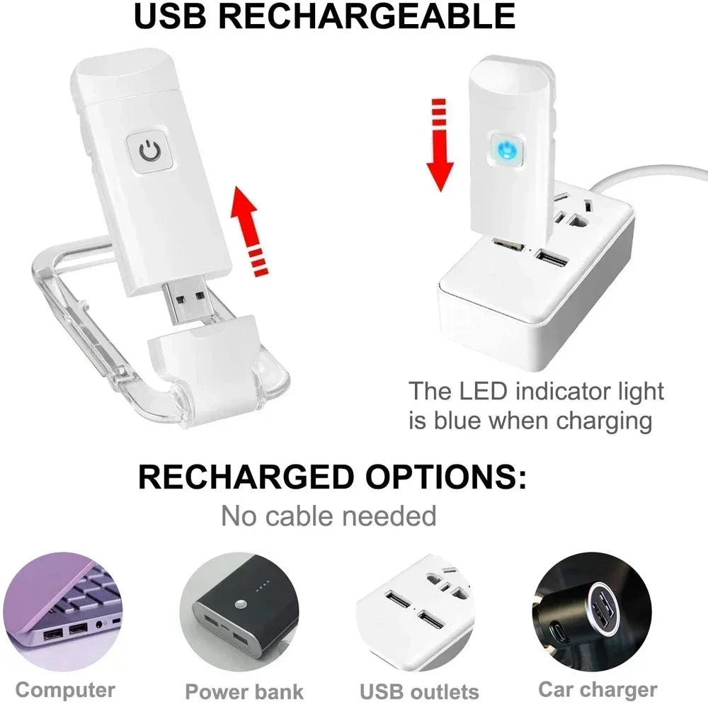 LED USB Rechargeable Book Light Reading Light Eye Protection Night Light Portable Clip Desk Light Bookmark Read Light Night Lamp